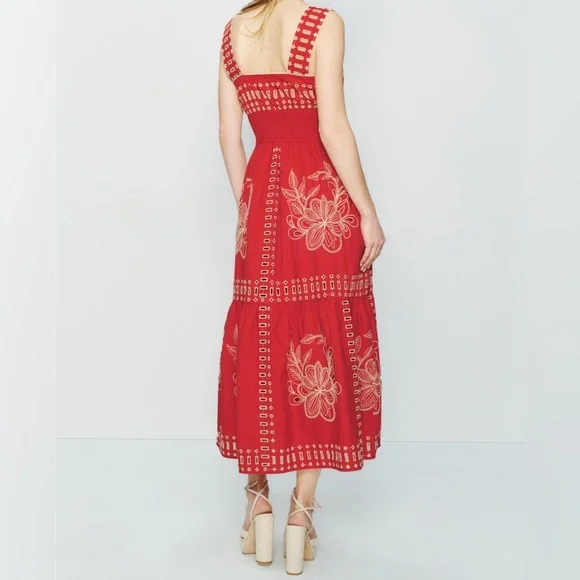 Rails Fawn Dress Red and Cream Floral Midi - Picture 3 of 8